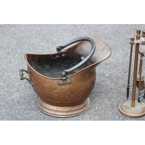 460 - COPPER COAL BUCKET AND CONTENTS