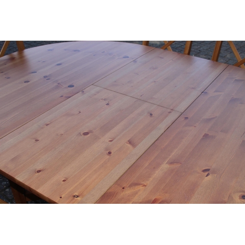2 - PINE BUTTERFLY EXTENDING TABLE AND 6 CHAIRS 
170 X 125 X 75CM 125 CLOSED