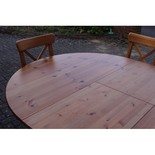 2 - PINE BUTTERFLY EXTENDING TABLE AND 6 CHAIRS 
170 X 125 X 75CM 125 CLOSED