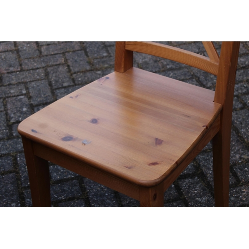 2 - PINE BUTTERFLY EXTENDING TABLE AND 6 CHAIRS 
170 X 125 X 75CM 125 CLOSED
