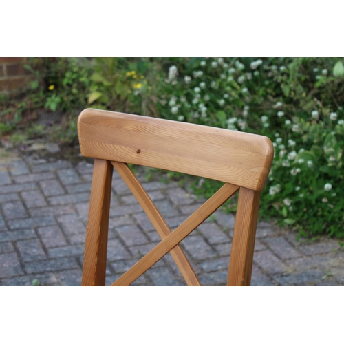 2 - PINE BUTTERFLY EXTENDING TABLE AND 6 CHAIRS 
170 X 125 X 75CM 125 CLOSED