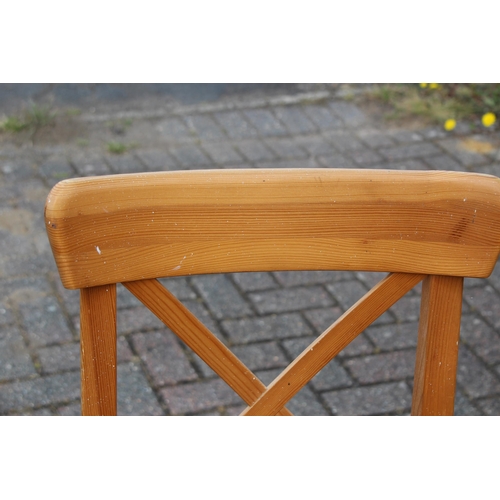 2 - PINE BUTTERFLY EXTENDING TABLE AND 6 CHAIRS 
170 X 125 X 75CM 125 CLOSED