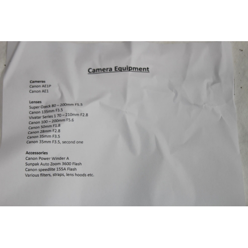 722 - QUANTITY OF CASED CAMERA EQUIPMENT INCLUDING CANON CAMERA AND VARIOUS LENSES ETC