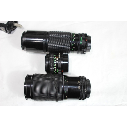 722 - QUANTITY OF CASED CAMERA EQUIPMENT INCLUDING CANON CAMERA AND VARIOUS LENSES ETC