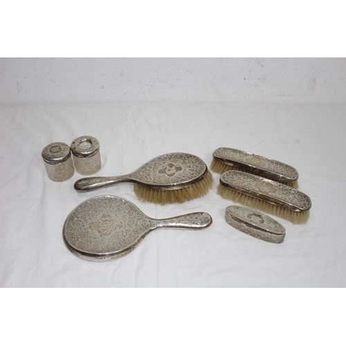 1023 - 7 PIECE SILVER VANITY SET - CHESTER 1910 - J AND R GRIFFIN