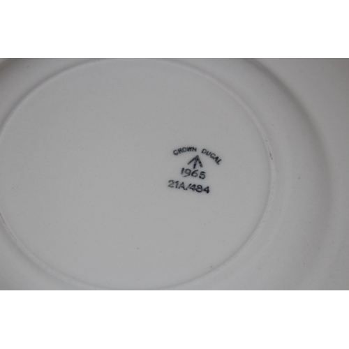 747 - WW2 DATED BRITISH CHINA PLATES AND FORKS PLUS POST WAR BRITISH CHINA WARE