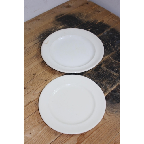 747 - WW2 DATED BRITISH CHINA PLATES AND FORKS PLUS POST WAR BRITISH CHINA WARE