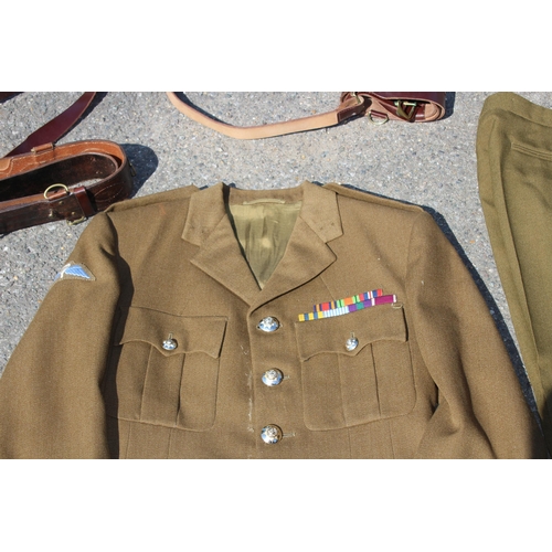 751 - PARACHUTE REGIMENT OFFICER UNIFORM INCLUDING SWAGGER STICK AND 2 X SAM BROWNS