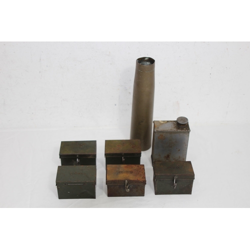 750 - QUANTITY OF MILITARY TINS x6 plus SHELL