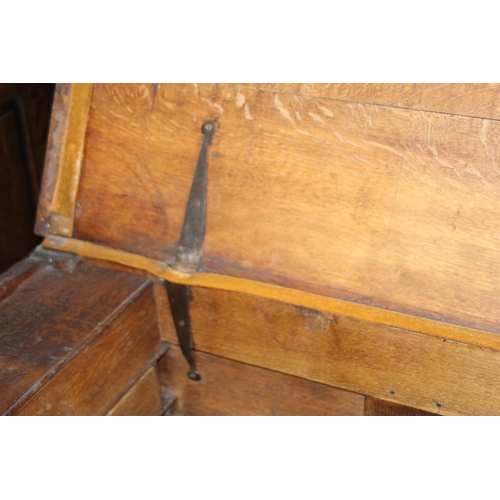 59 - ANTIQUE JACOBEAN COFFA WITH CANDLE BOX
160 X 57 X 90CM