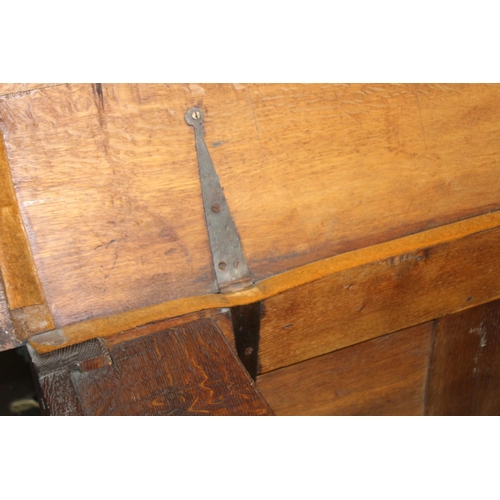 59 - ANTIQUE JACOBEAN COFFA WITH CANDLE BOX
160 X 57 X 90CM
