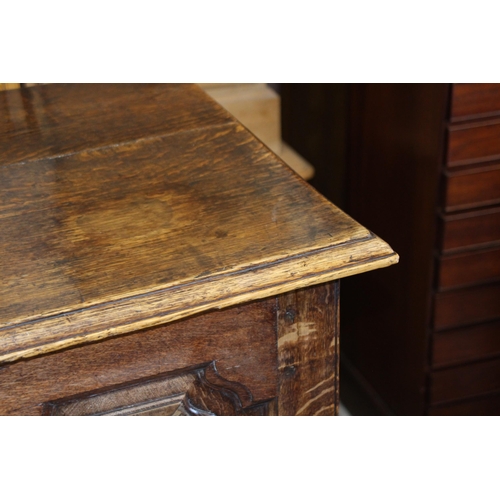 59 - ANTIQUE JACOBEAN COFFA WITH CANDLE BOX
160 X 57 X 90CM