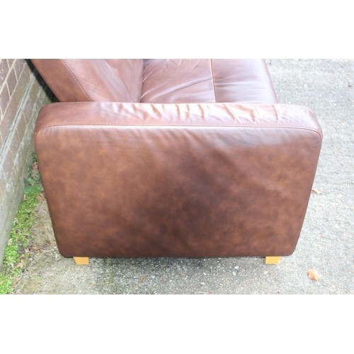 52 - BROWN LEATHER EKORNES THREE SEATER SOFA 
216 X 77 X 100CM