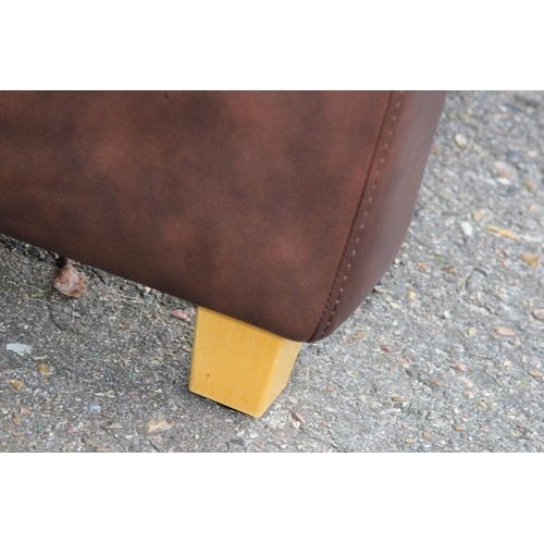 52 - BROWN LEATHER EKORNES THREE SEATER SOFA 
216 X 77 X 100CM