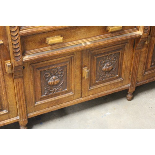 11 - EDWARDIAN HEAVILY CARVED SIDEBOARD WITH LEAD LINED CUPBOARD
181 X 54 X 129CM