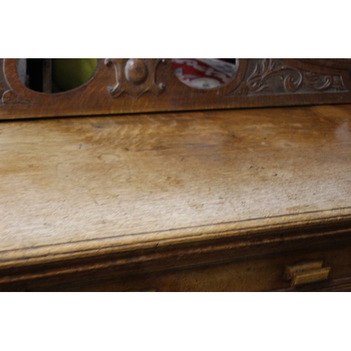 11 - EDWARDIAN HEAVILY CARVED SIDEBOARD WITH LEAD LINED CUPBOARD
181 X 54 X 129CM