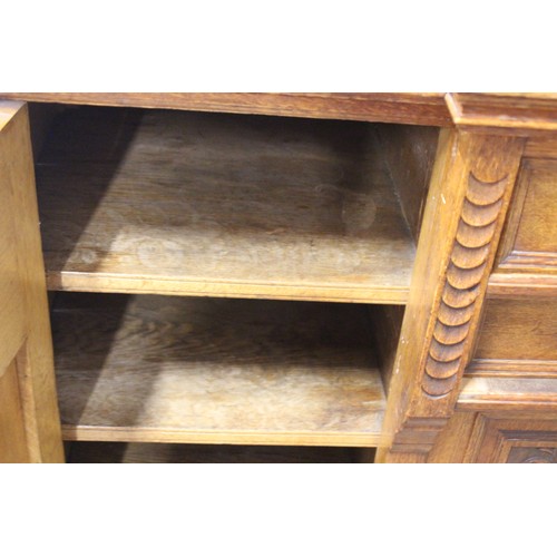 11 - EDWARDIAN HEAVILY CARVED SIDEBOARD WITH LEAD LINED CUPBOARD
181 X 54 X 129CM