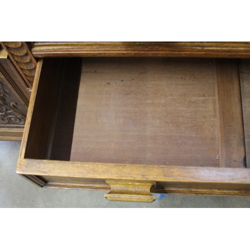 11 - EDWARDIAN HEAVILY CARVED SIDEBOARD WITH LEAD LINED CUPBOARD
181 X 54 X 129CM