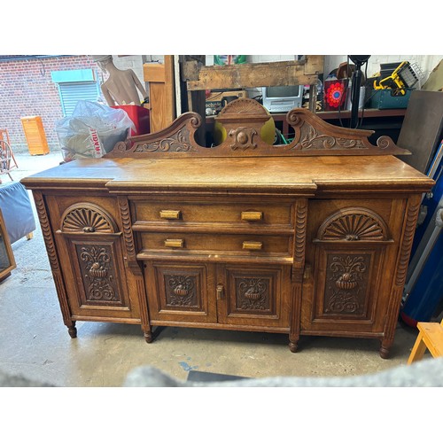 11 - EDWARDIAN HEAVILY CARVED SIDEBOARD WITH LEAD LINED CUPBOARD
181 X 54 X 129CM
