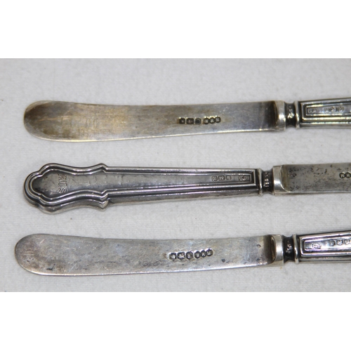 1045 - 3 SILVER BLADE AND HANDLED BUTTER KNIVES