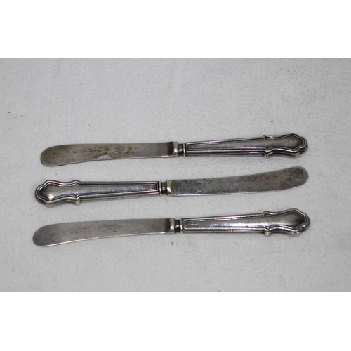 1045 - 3 SILVER BLADE AND HANDLED BUTTER KNIVES