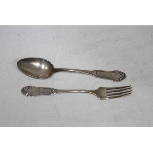1046 - 800 GRADE SILVER FORK AND SPOON - 92.30G