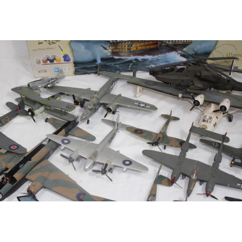 577 - QUANTITY OF MODEL AIRCRAFT AND UNMADE MODEL OF H.M.S VICTORY