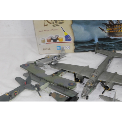 577 - QUANTITY OF MODEL AIRCRAFT AND UNMADE MODEL OF H.M.S VICTORY