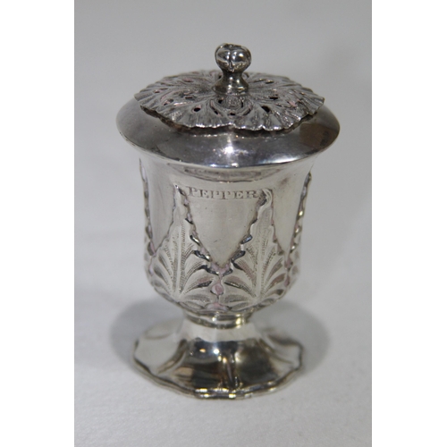 1049 - TESTED SILVER SALT AND PEPPER POT - 185G