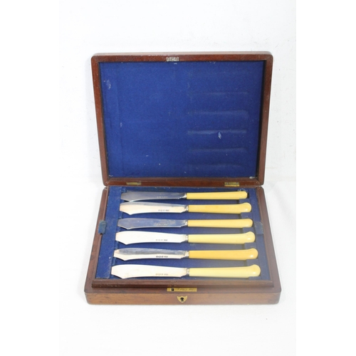 1059 - SIX SILVER FISH KNIVES AND FORKS IN CASE - BIRMINGHAM 1902 - ELKINGTON AND CO