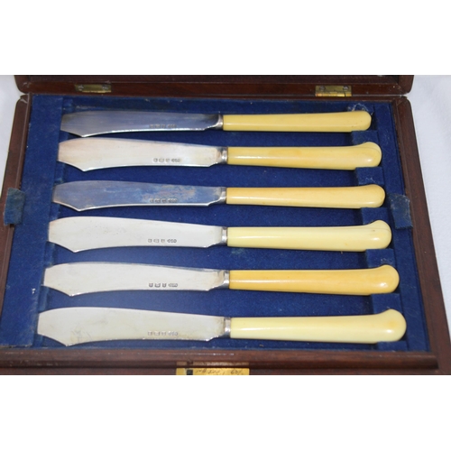 1059 - SIX SILVER FISH KNIVES AND FORKS IN CASE - BIRMINGHAM 1902 - ELKINGTON AND CO