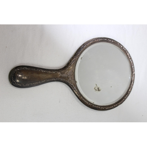 1060 - 2 X SILVER HAIR BRUSHES, MIRROR AND LID - CHESTER 1909 - GEORGE NATHAN AND RIDLEY HAYES