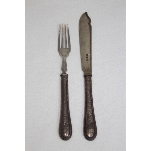 1061 - SILVER FISH KNIFE AND FORK - SHEFFIELD 1842 - MARTIN HALL AND CO