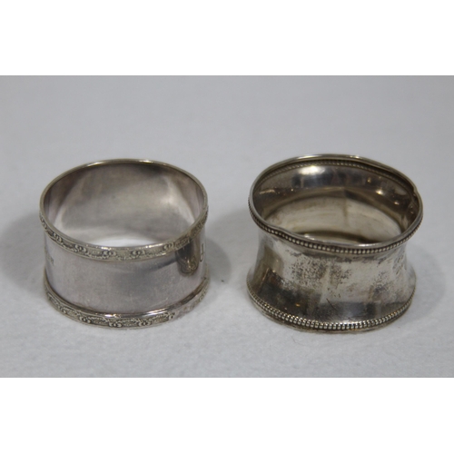 1066 - 2 X SILVER NAPKIN RINGS - 10G - BIRMINGHAM 1919 - ROBERT PRINGLE AND 21G - BIRMINGHAM 1965 - LANSON ... 