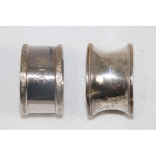 1066 - 2 X SILVER NAPKIN RINGS - 10G - BIRMINGHAM 1919 - ROBERT PRINGLE AND 21G - BIRMINGHAM 1965 - LANSON ... 