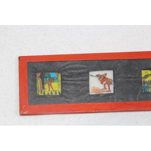 552 - VINTAGE COLOURED LANTERN GLASS PICTURES THE PIED PIPER