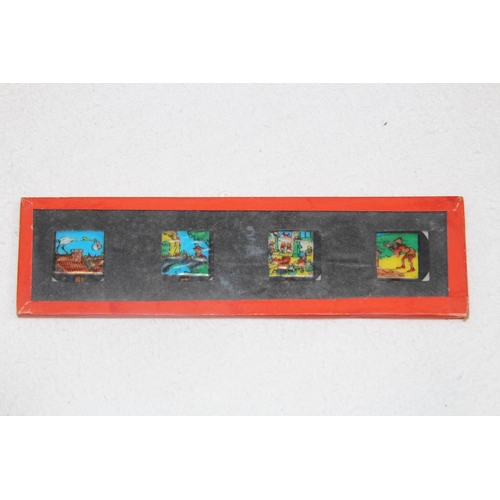 552 - VINTAGE COLOURED LANTERN GLASS PICTURES THE PIED PIPER