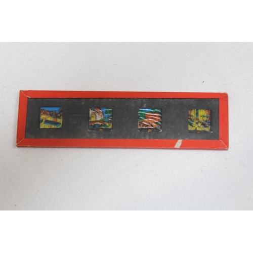 552 - VINTAGE COLOURED LANTERN GLASS PICTURES THE PIED PIPER