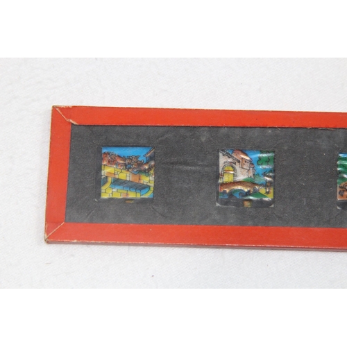 552 - VINTAGE COLOURED LANTERN GLASS PICTURES THE PIED PIPER