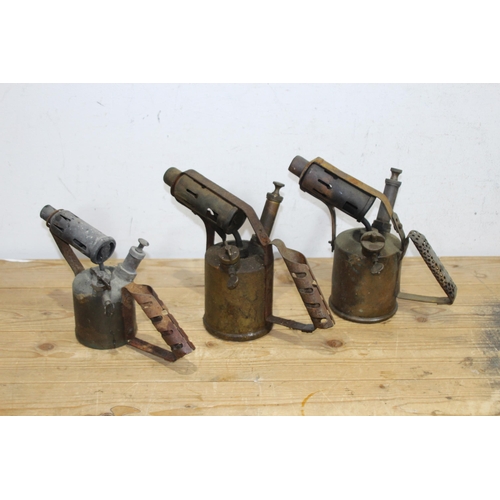 553 - 3 x VINTAGE GARDEN BLOW TORCHES