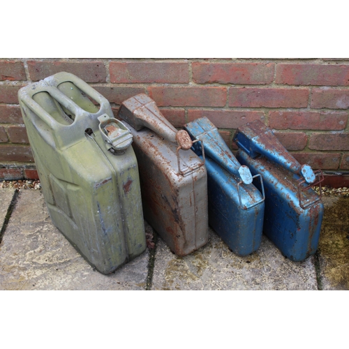 557 - 4 X PETROL CANS INCLUDING MILITARY