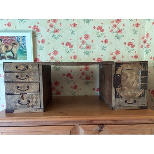 459 - ANTIQUE EASTERN MARQUETRY DESK TIDY
80 X 30 X 28CM