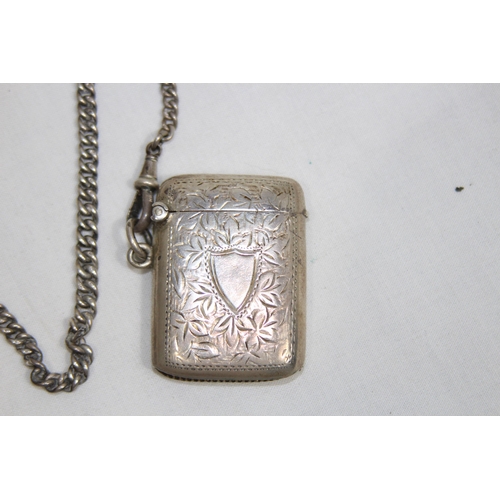 870 - SILVER VESTA ON SILVER FOB CHAIN WITH COMPASS