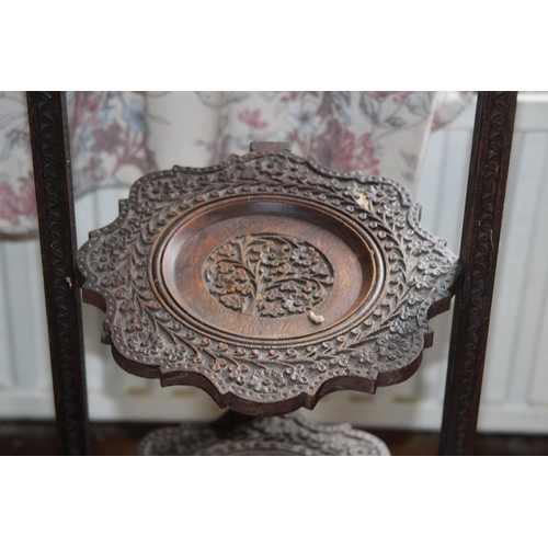 29 - ANTIQUE EASTERN CARVED CAKE STAND 
81 X 26CM