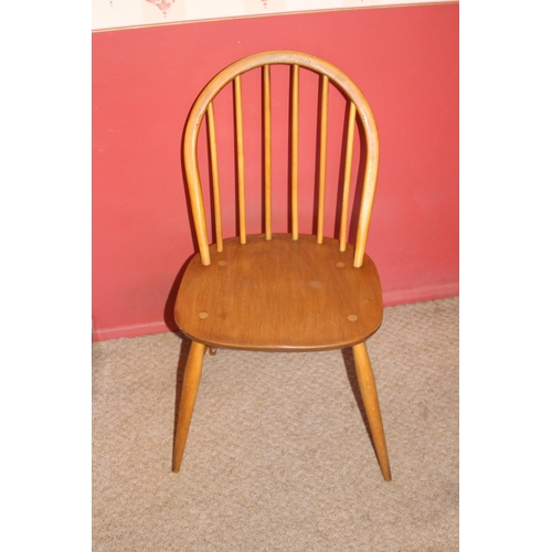 26 - MID CENTURY DROP LEAF DINING TABLE AND FOUR ERCOL HOOP BACK CHAIRS
125 X 113 X 70CM SHUT 63CM