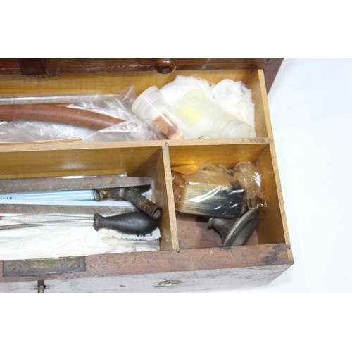 390 - INTERESTING VINTAGE DENTISTRY CABINET DOUBLE SIDED WITH LARGE AMOUNT OF CONTENTS 
36 X 36 X 23CM