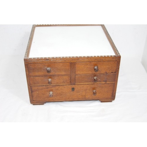 390 - INTERESTING VINTAGE DENTISTRY CABINET DOUBLE SIDED WITH LARGE AMOUNT OF CONTENTS 
36 X 36 X 23CM