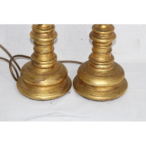 213 - PAIR OF VINTAGE GILT WOODEN LAMPS
56CM