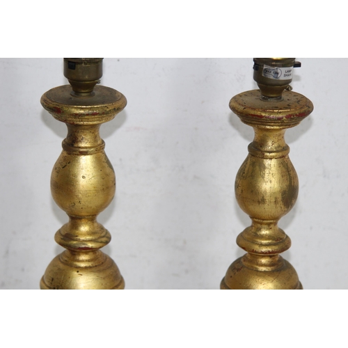 213 - PAIR OF VINTAGE GILT WOODEN LAMPS
56CM