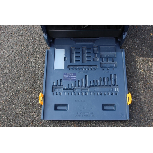 156 - PRO PERFORMANCE POWER TOWER PORTABLE TOOL BOX WITH A SELECTION OF TOOLS AND BATTERIES INCLUDING TABL... 